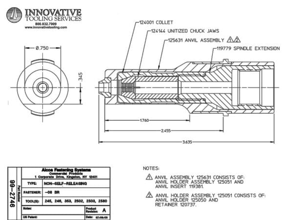 Huck 99-2746 1/4" Dia. Blind Bolt Nose Assembly - Image 3